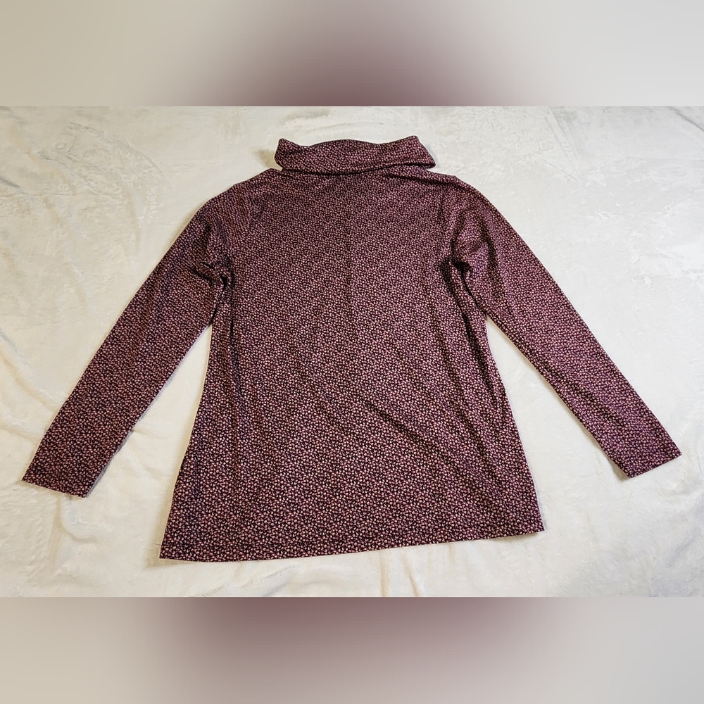 LL Bean Womens 100% Supima Cotten Long Sleeve Tutleneck Top, Pink Purple Floral - Picture 4 of 7